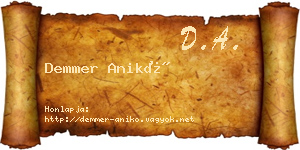 Demmer Anikó névjegykártya