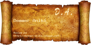 Demmer Anikó névjegykártya